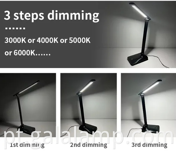 Foldable USB Charging, Desk Lamp with Dimmer Switch